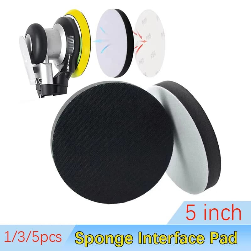 Tamponi Interfaccia in Spugna Morbida da 5 Pollici (125mm) per Levigatura, Dischi Abrasivi con Velcro, Tappetino di Supporto per Lucidatura Superfici, Utensili Abrasivi