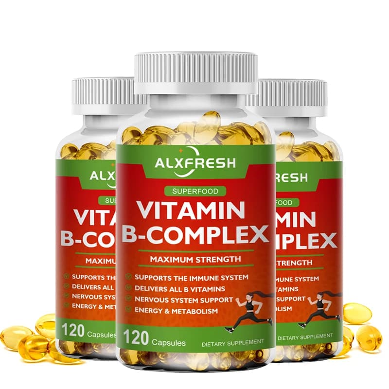 Alxfresh B-Complex vitamin supplements (B12 B1 B2 B3 B5 B6 B9 Folic acid and biotin), immune and energy support