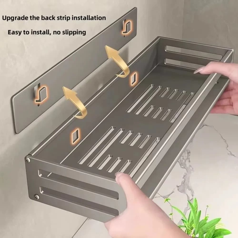 Punch-free Bathroom Shelves Rust-Proof Aluminum​​ Large Capacity Shower Shelf Save Space Wall-mounted Soap Rack
