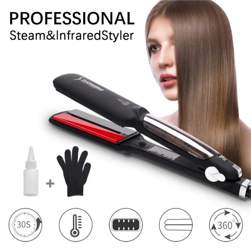 Professional Steam Hair Plate Ceramic Steam Hair Plate Infrared Styler Iron Vapor Tormalina Ionico Haircut Tool