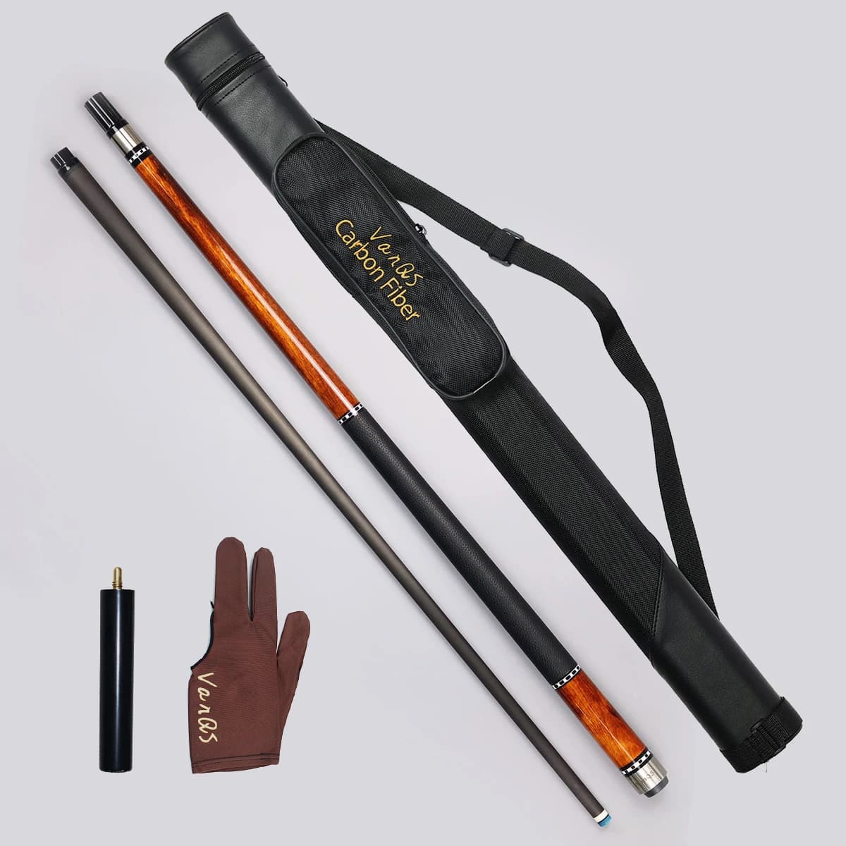 Stecca da Biliardo VanQs Premium High Tech 2026 con Asta in Carbonio e Impugnatura in Acero, Set da Biliardo con Custodia a 2 Fori