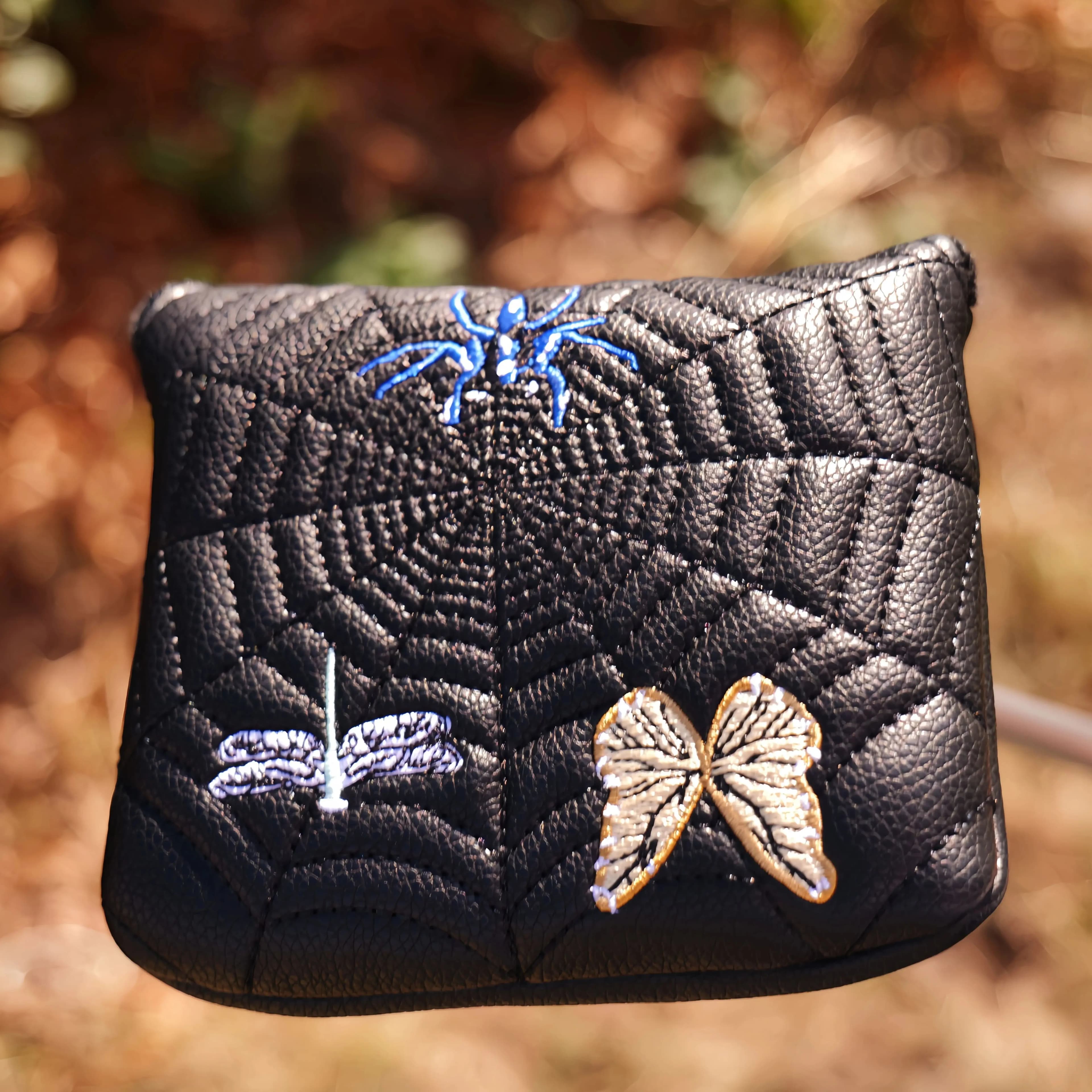 Copri putter da golf, design alla moda e raffinato con motivo ricamato, materiale PU per resistenza ai graffi e durata