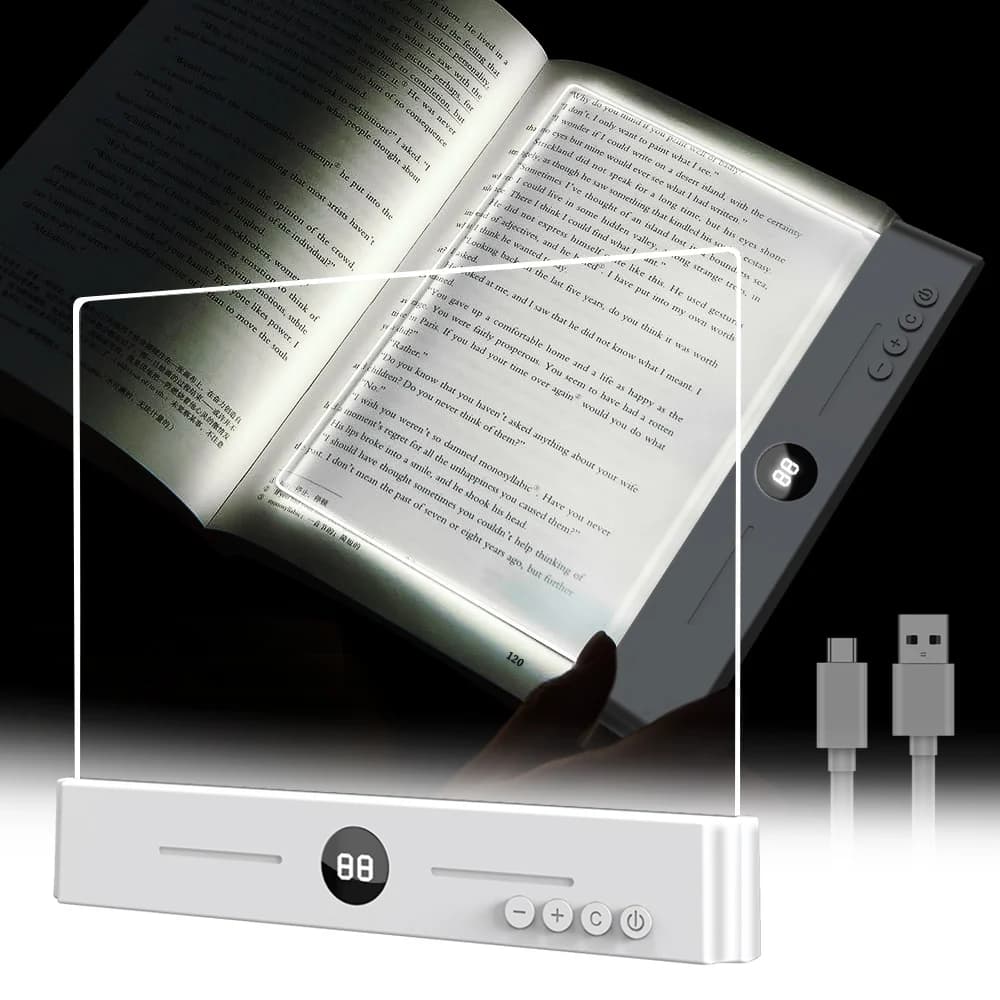 Lampada da Lettura a Pannello, Luce da Lettura a Clip per la Cura degli Occhi, 3 Temperature di Colore e Luce Uniforme, Timer, Ricaricabile USB per Comodino e Viaggi