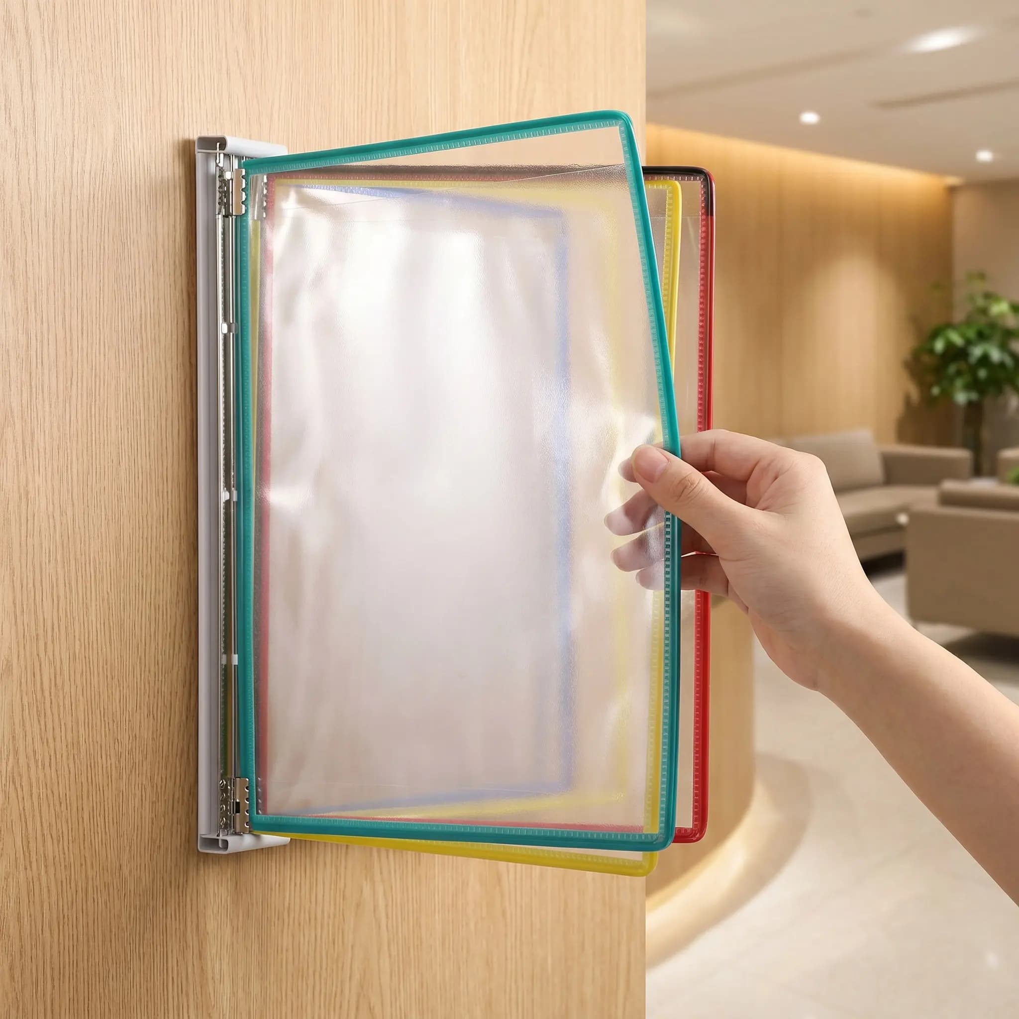 Wall Mount Reference Display Double-Sided Flip File Sorters Holder Office Paper Organizer Document Folder Rack