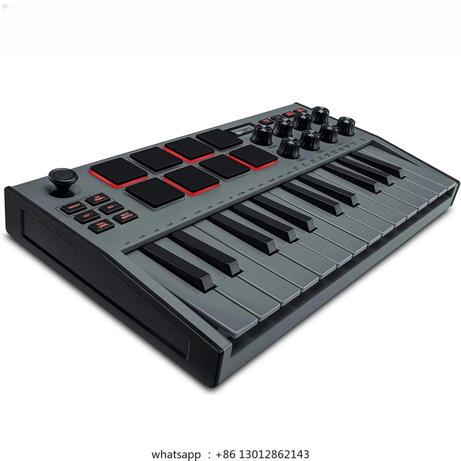 Mini controller tastiera USB MK3-25 tasti con 8 battaglie retroilluminate e 8 manopole (grigio)