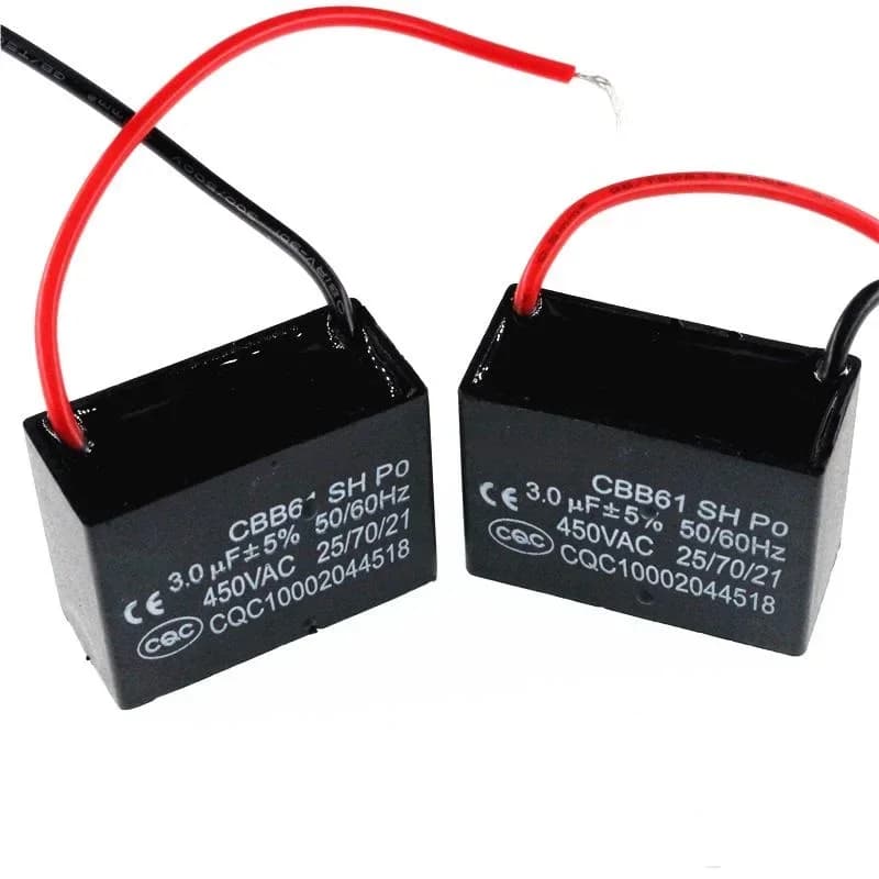 CBB61 450VAC 3UF Fan Starting Capacitor Lead Length 10cm With Line Capacitance
