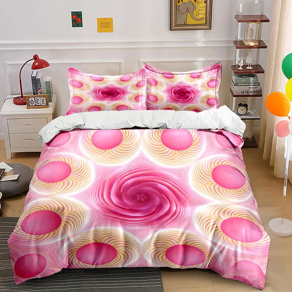Set di Biancheria da Letto con Design Floreale Rosa, Copripiumino Morbido e Confortevole, Include 1 Copripiumino e 2 Federe, Regalo