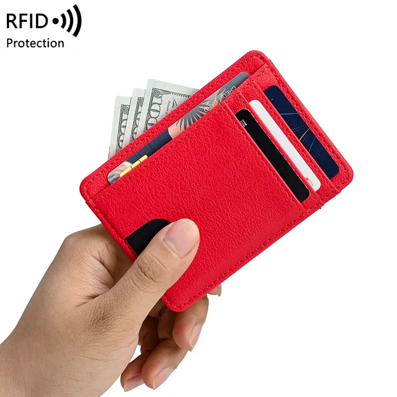 RFID Blocking Slim Card Holder Wallet Minimalist PU Leather Credit Card Wallet Thin Pocket Card Purse for Men Women