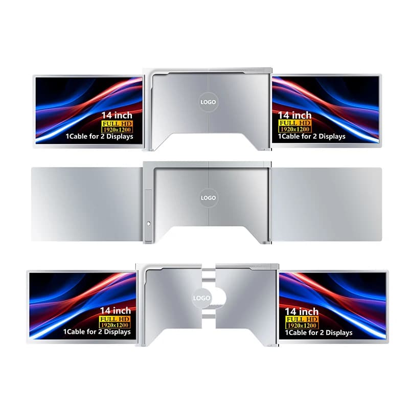 Monitor doppio personalizzabile e pronto per la spedizione per laptop - Pannello IPS da 14'' 1200P 1 connessione via cavo Supporto regolabile pieghevole