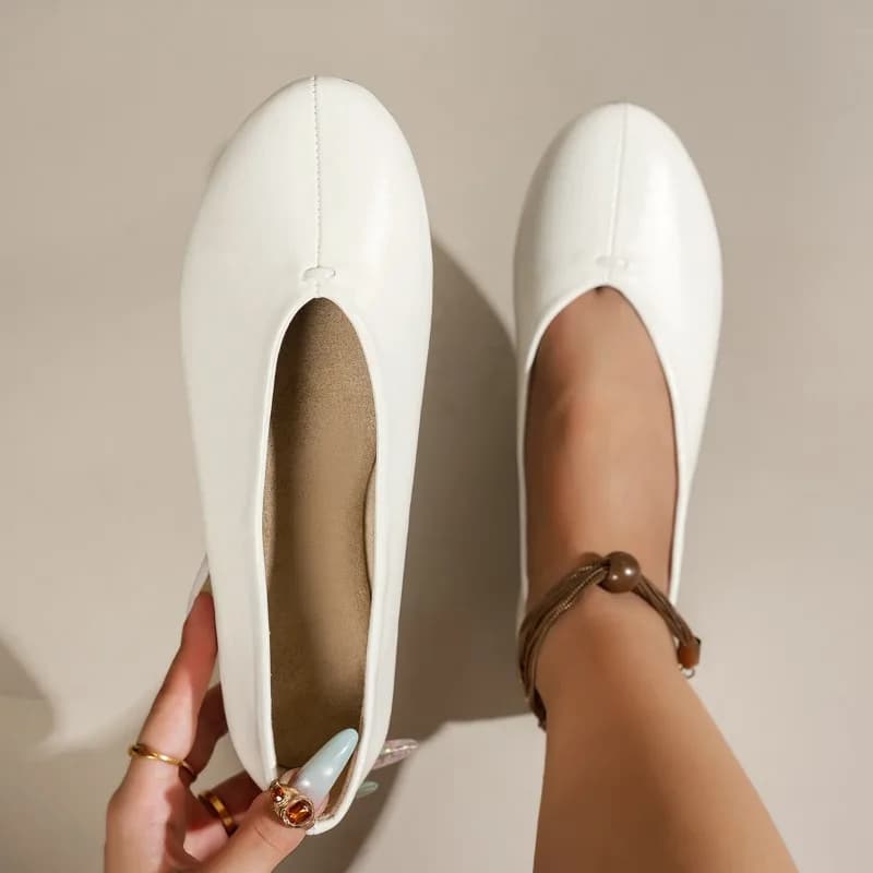 Soft Leather Ballet Flats Women Round Toe Slip On Comfort Casual Loafers Soft Sole Daily Walking Dress Footwear
