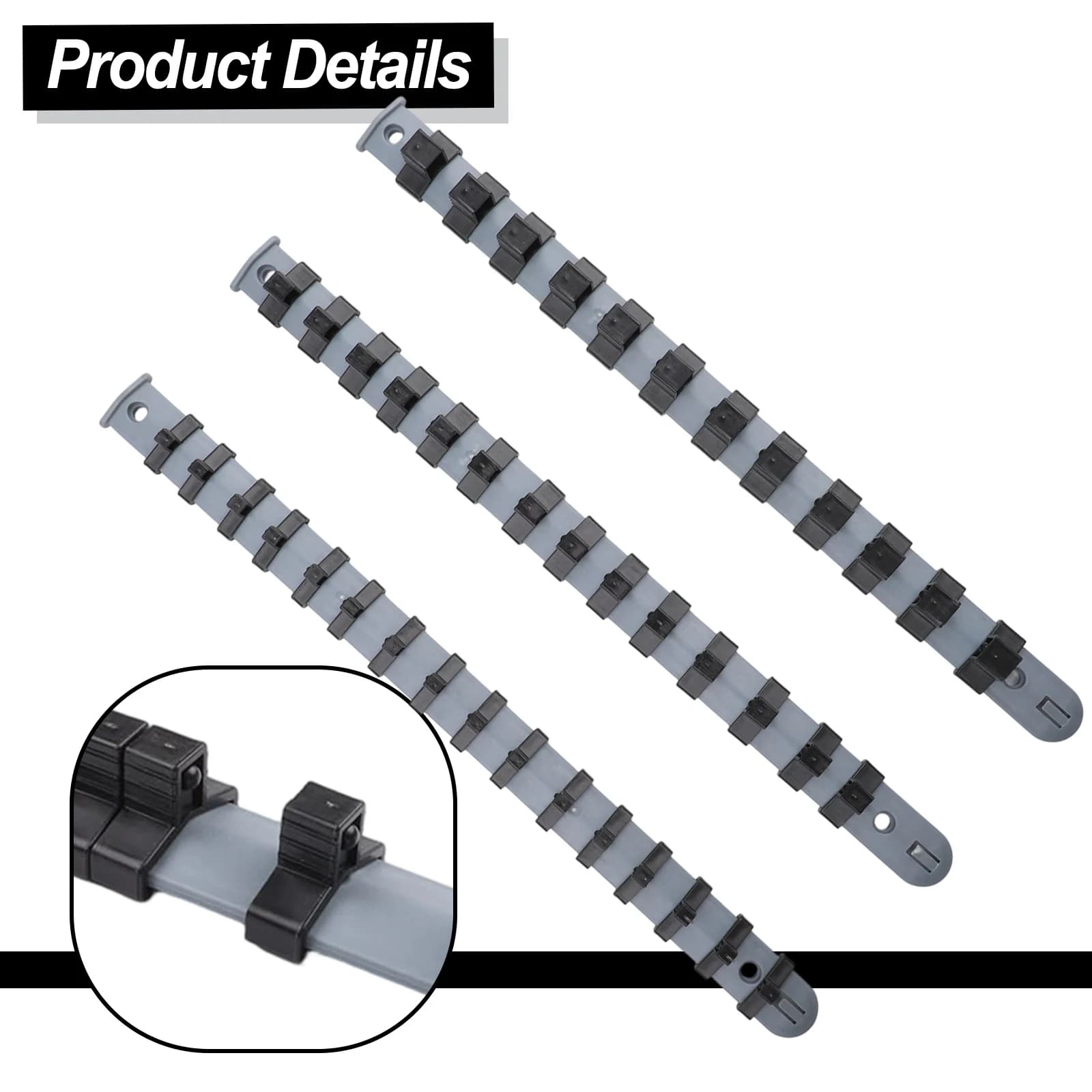 1 Pc Or 3pcs/Set Plastic For Socket Organizer 1/4 3/8 1/2 Inch For Socket Tray Rail Rack Storage Holder Shelf Storage Organizer