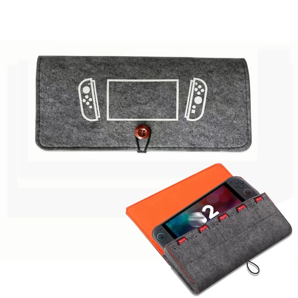 Custodia Protettiva Ultra Sottile in Feltro per Nintendo Switch / Switch 2, Borsa per Schede di Gioco e Ricarica per Switch 2