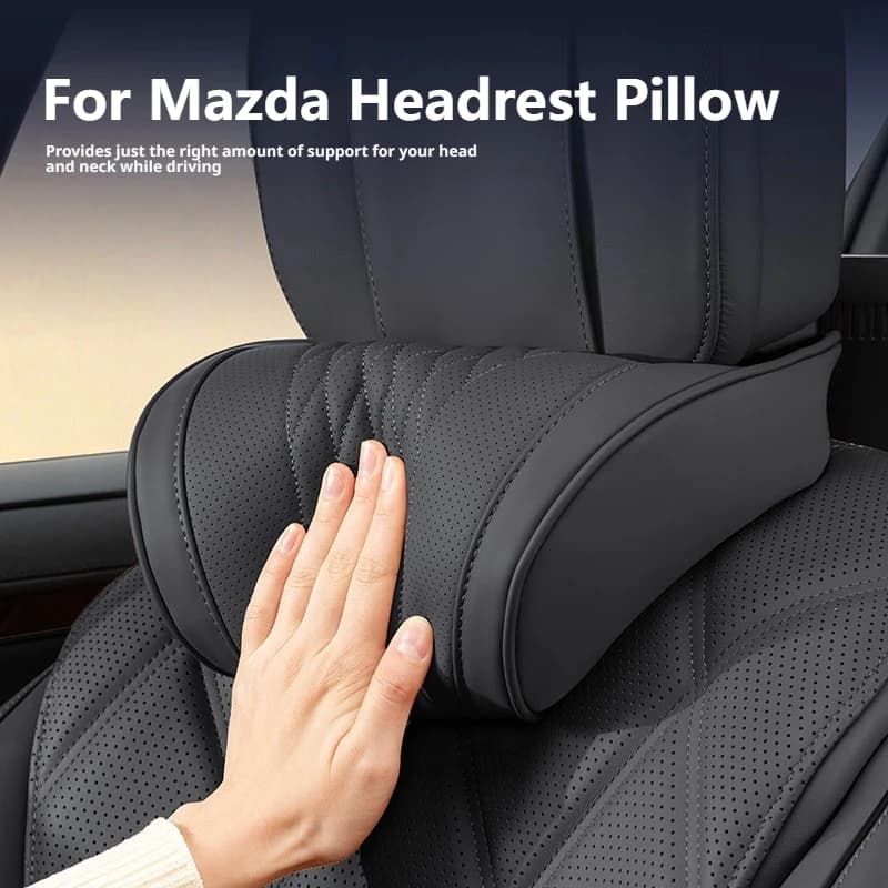 Memory Foam Nappa Leather, Car Neck Pillow, For Mazda 3 6 CX-5 CX-30 CX-9 MX-5 CX-8, Lumbar Support Vehicle Headrest Cushion
