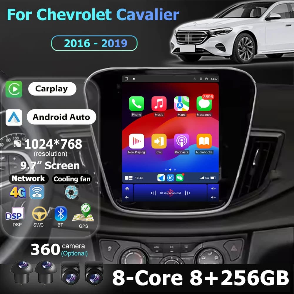 9.7 ''Per Chevrolet Cavalier 2016 - 2019 Android 16 Autoradio Lettore Video Multimediale Navigazione Auto Wireless Carplay BT DSP