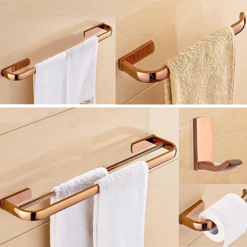 Set di accessori per il bagno porta accappatoio in ottone oro rosa porta asciugamani porta asciugamani porta carta velina accessori per il bagno montaggio a parete Lzh105