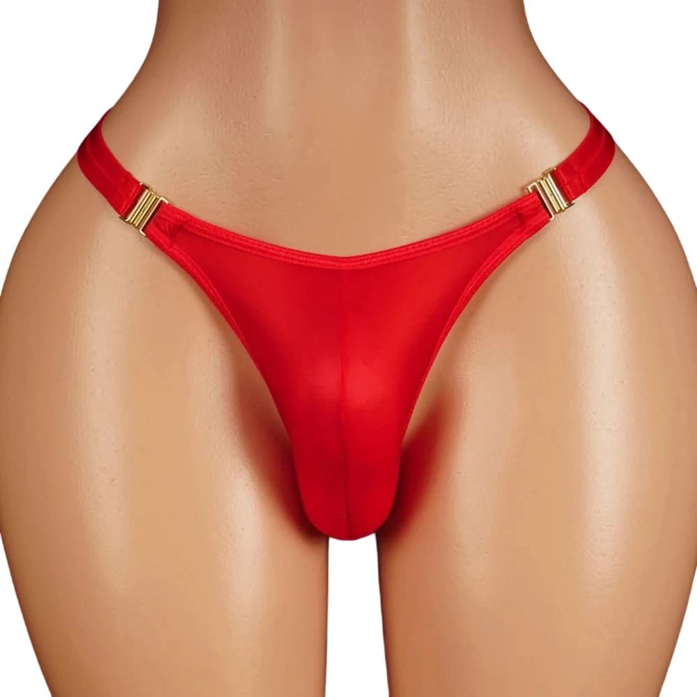 Men Sexy Briefs Underwear Glossy Smooth Briefs Narrow Double Belt Bulge Pouch Thong Underwear Lingerie Underpant