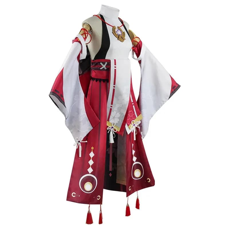 Cosplay Miko Guuji Yae Costume Parrucca Coda Gioco Carnevale di Halloween Set di vestiti da donnav;2,r'6;t.