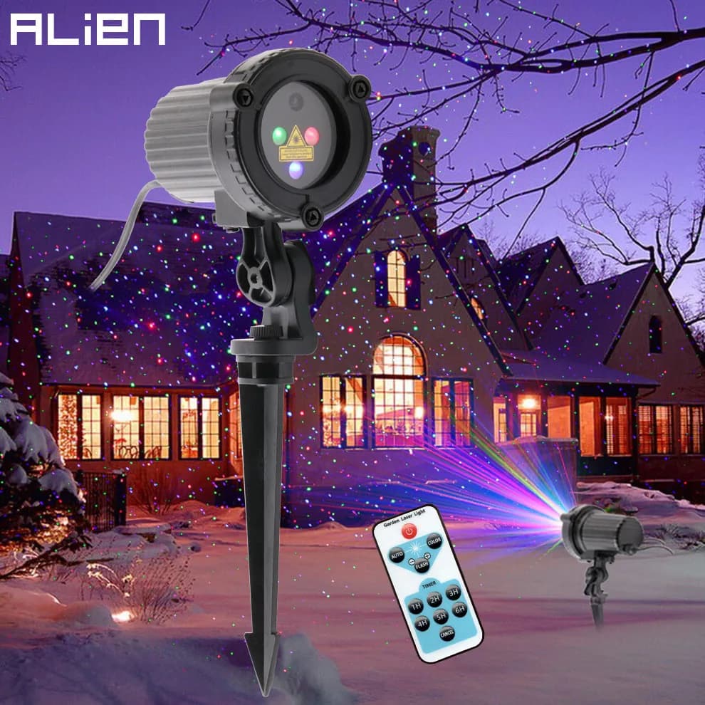 ALIEN RGB Telecomando Statico Star Dots Proiettore Laser Luce Giardino Esterno Impermeabile Albero di Natale Natale Vacanza Doccia Illuminazione