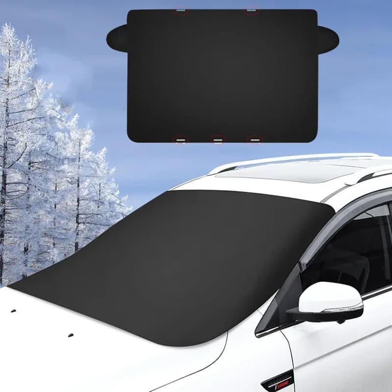 Snow Shield Winter Front Windshield Cover Car Magnetic Anti-Frost Sun Protection Half Car Cover Insulated Sunshade for Most Cars