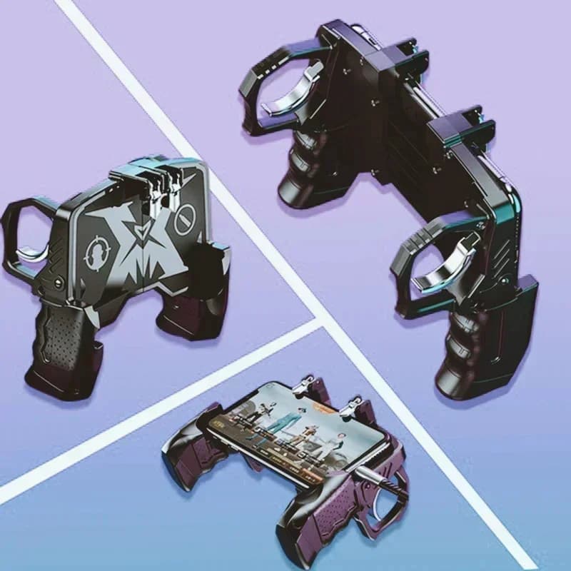 K21 ABS Accessori da gioco per telefoni cellulari Maniglia di gioco per PUBG Obiettivo di tiro Pulsante chiave in lega a 4 dita Gamepad Joystick Controller