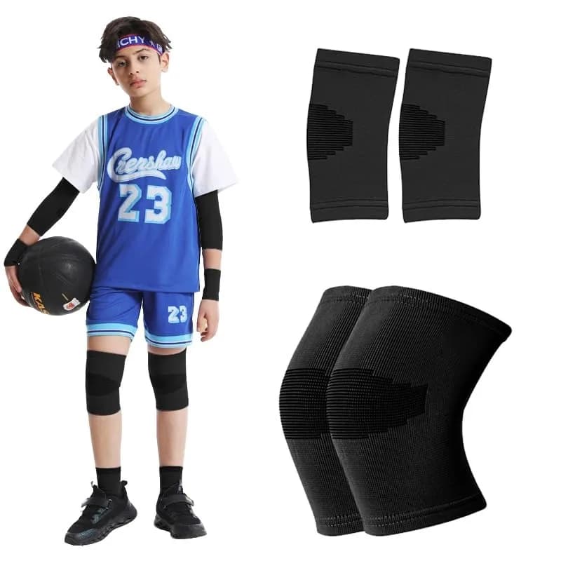 2 pezzi maniche per gomiti e ginocchia per bambini, ginocchiere per bambini tutine per gomiti pallavolo, manica di compressione per gomito da tennis per pallavolo