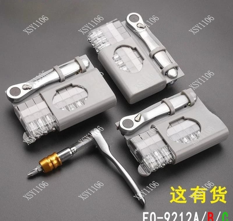 90 Degree Right Angle Ratchet Screwdriver Set Reversible Short Handle with 10 Bits Repair Tool Kit