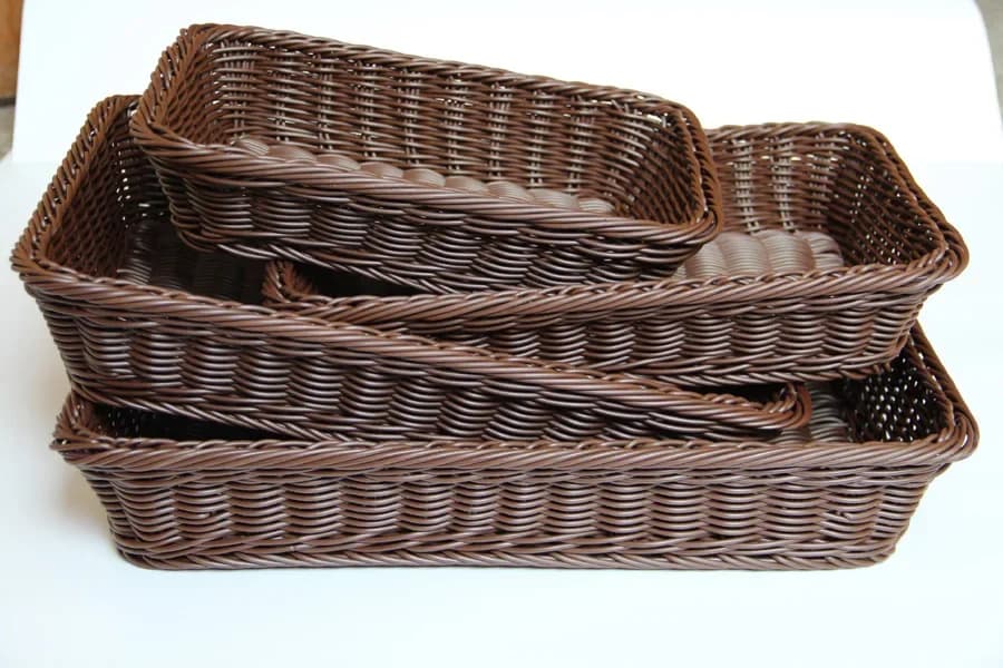 Cestini per il pane in rattan fatti a mano Cestini per il pane Organi di frutta secca Ordini di frutta Cesto di frutta rettangolare per alimenti LB 284