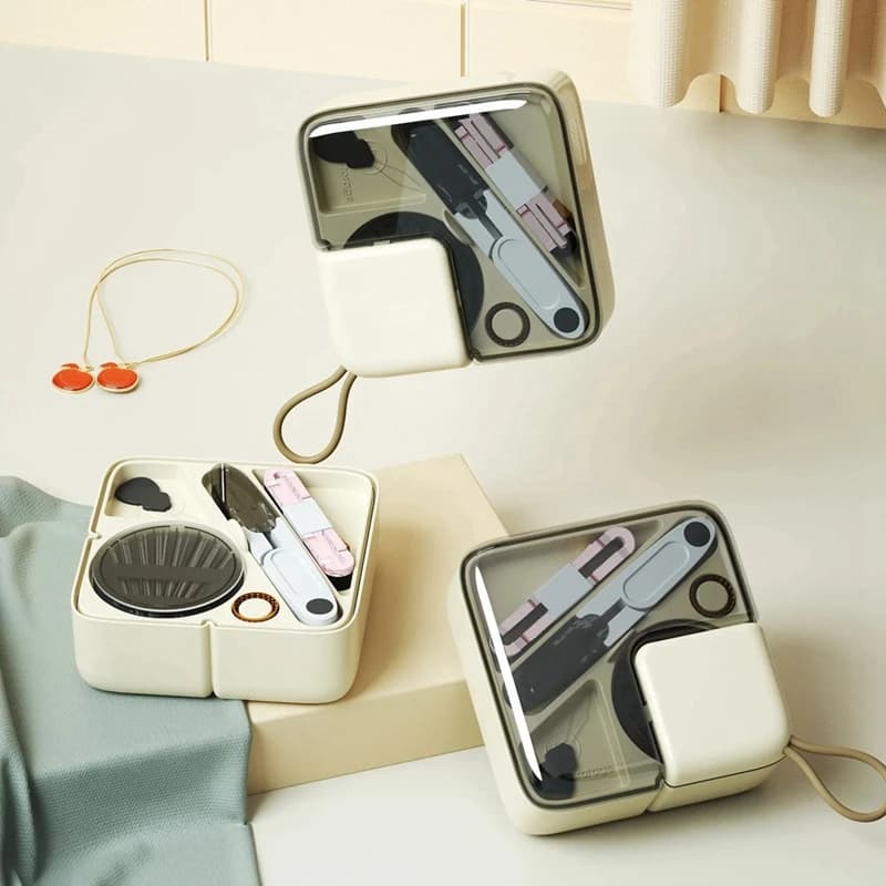 Set da Cucito Fai-da-Te di Lusso Leggero, Kit da Sarto Multifunzionale per Casa, Contenitore Trasparente Portatile per Principianti, Vendita al Dettaglio