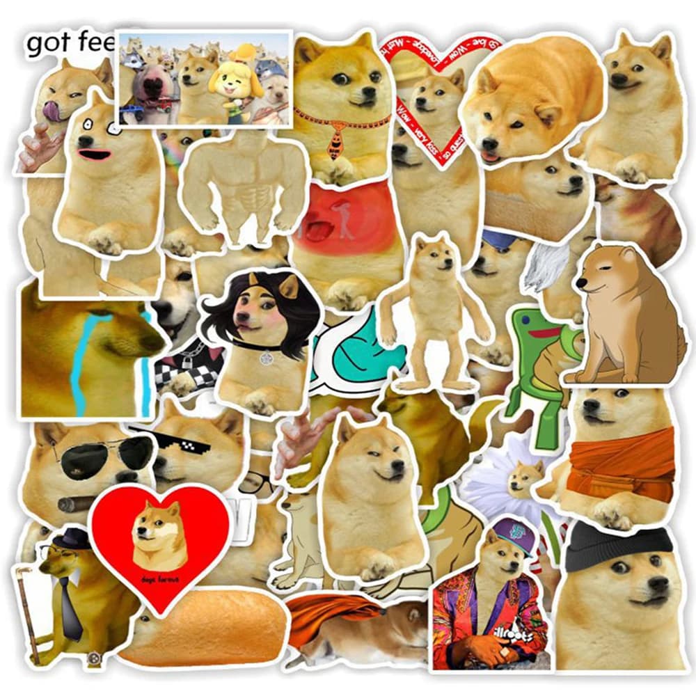 10/30/50pcs Funny Cartoon Dog MEME Stickers Cute Animal Decoration Sticker DIY Phone Luggage Notebook Waterproof Graffiti Decals