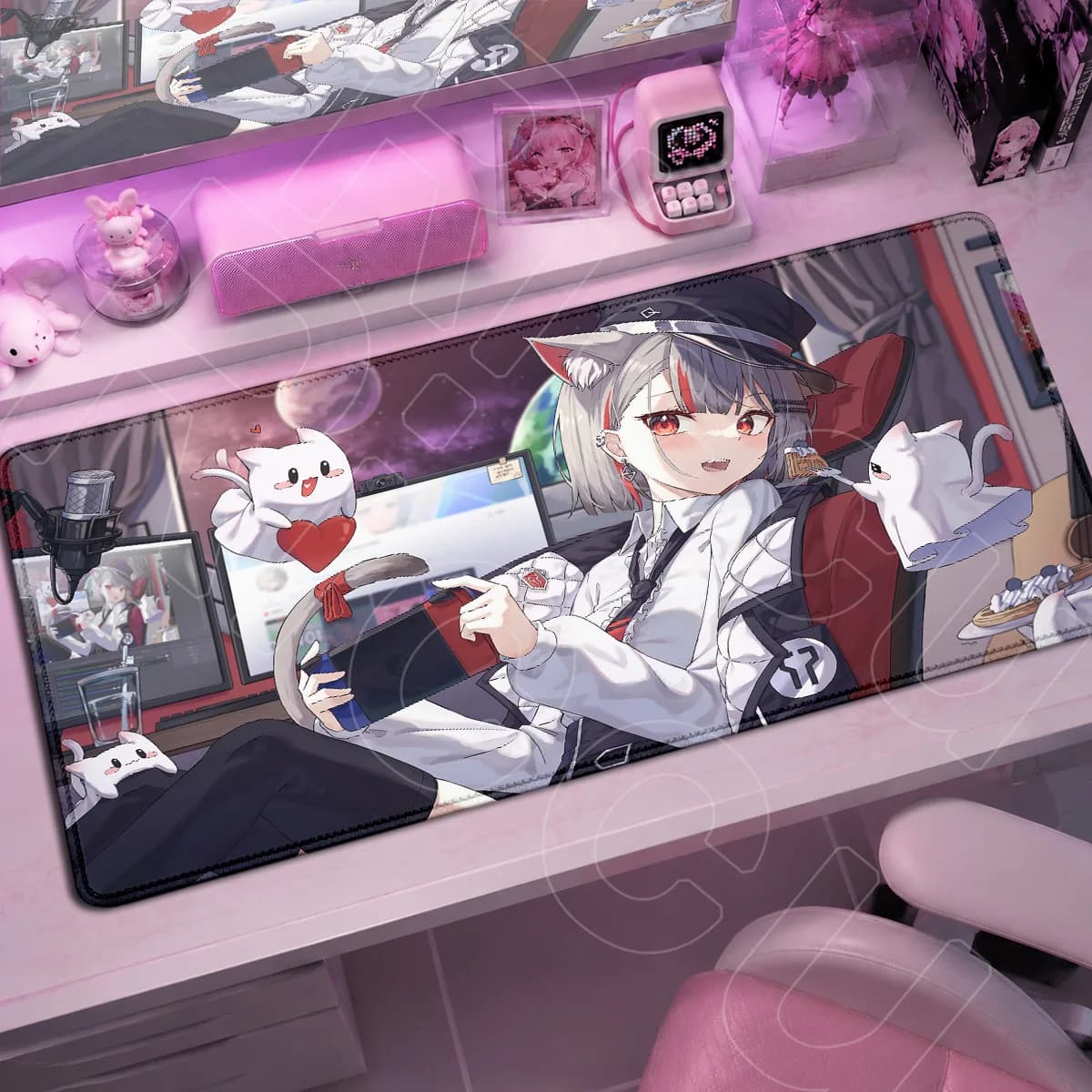 Kawaii Girl Neneko Mashiro StelLive Anime Mouse Pad Non-slip Rubber Base Mauspads Large Speed Gaming Keyboard Rug PC Accessories