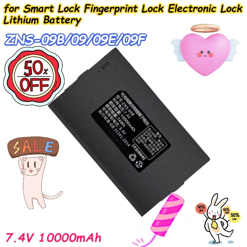 7.4V 10000mAh ZNS-09B/09/09E/09F per batteria al litio con serratura elettronica Smart Lock con blocco impronte digitali