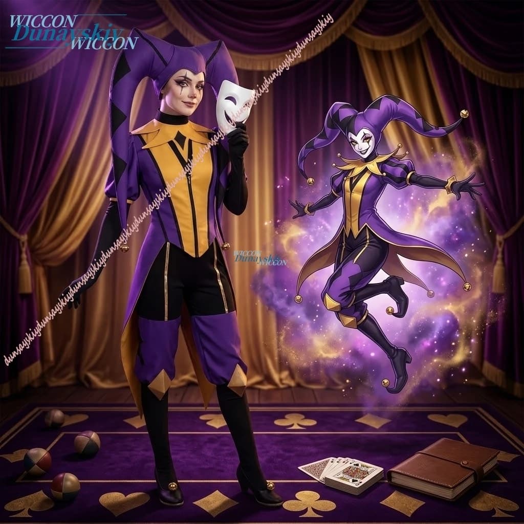 Scary Role Play Halloween outfit Purple Cosplay Costume Full Set Anime Horror Game Jester Halloween Party Performance Wear