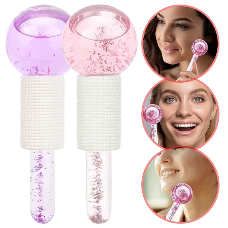 2 pz/paia grande bellezza hockey su ghiaccio energia bellezza sfera di cristallo raffreddamento del viso globi di ghiaccio onda d'acqua massaggio viso e occhi cura della pelle