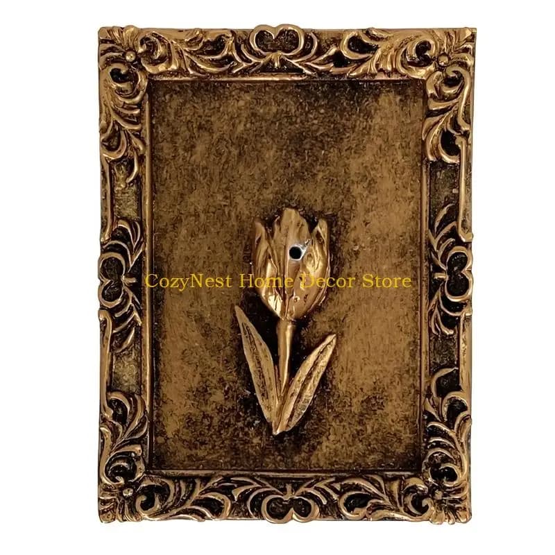 92MF Stylish Resin Incenses Stick Holder With Antique Bronze Aesthetic Engraving Fragrances Burners Plate For Home Decors