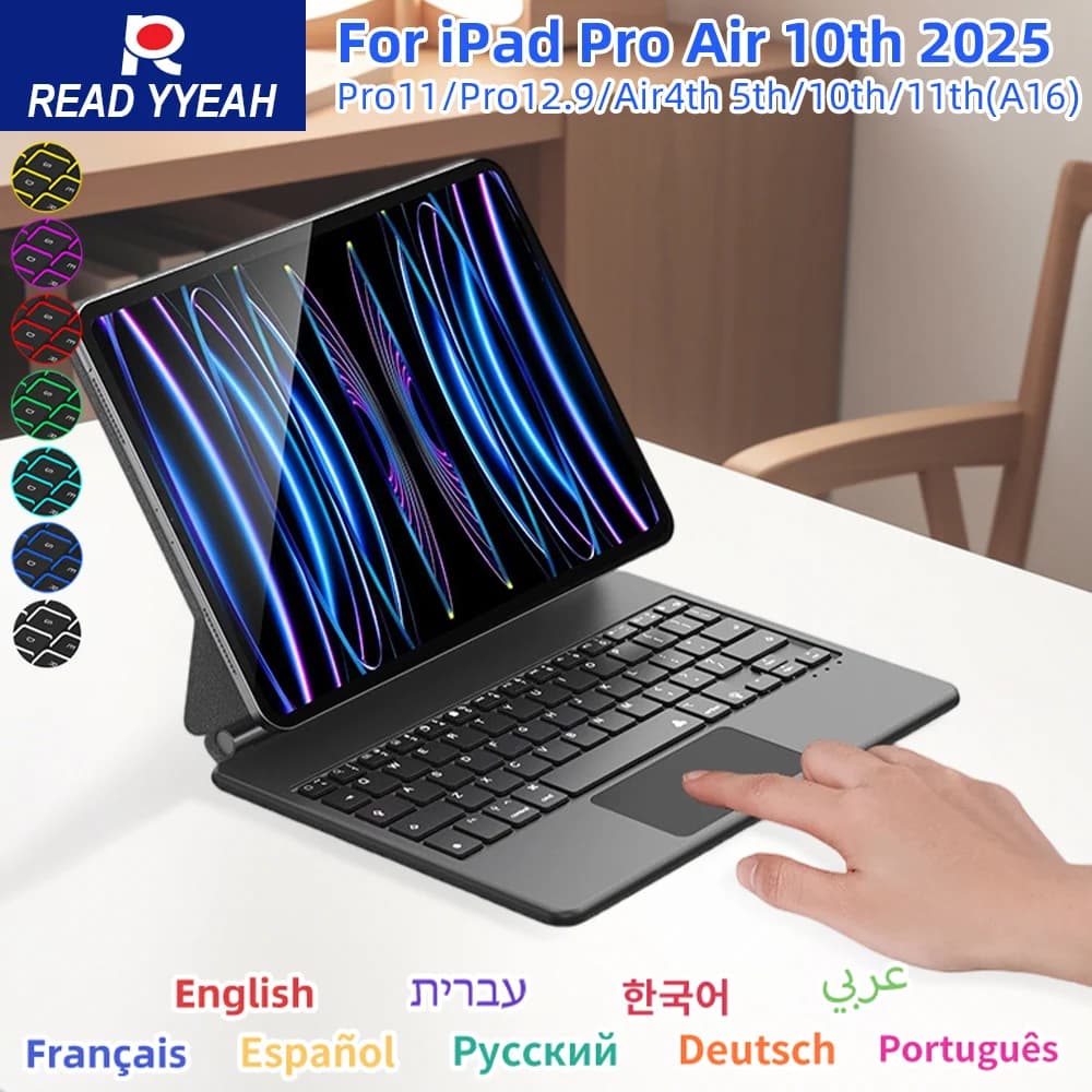 NUOVA Tastiera Magica con Pannello Touch per iPad Air 4 5 10.9 pollici 10a Generazione iPad A16 2025 Pro 12.9 pollici 2018-2022 Custodia per Tablet Smart Cover
