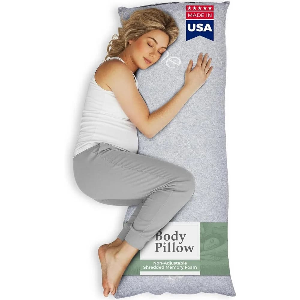 Complete pillow for sleeping on the side - Legs, belly and hips in refreshing memory foam - Light grey