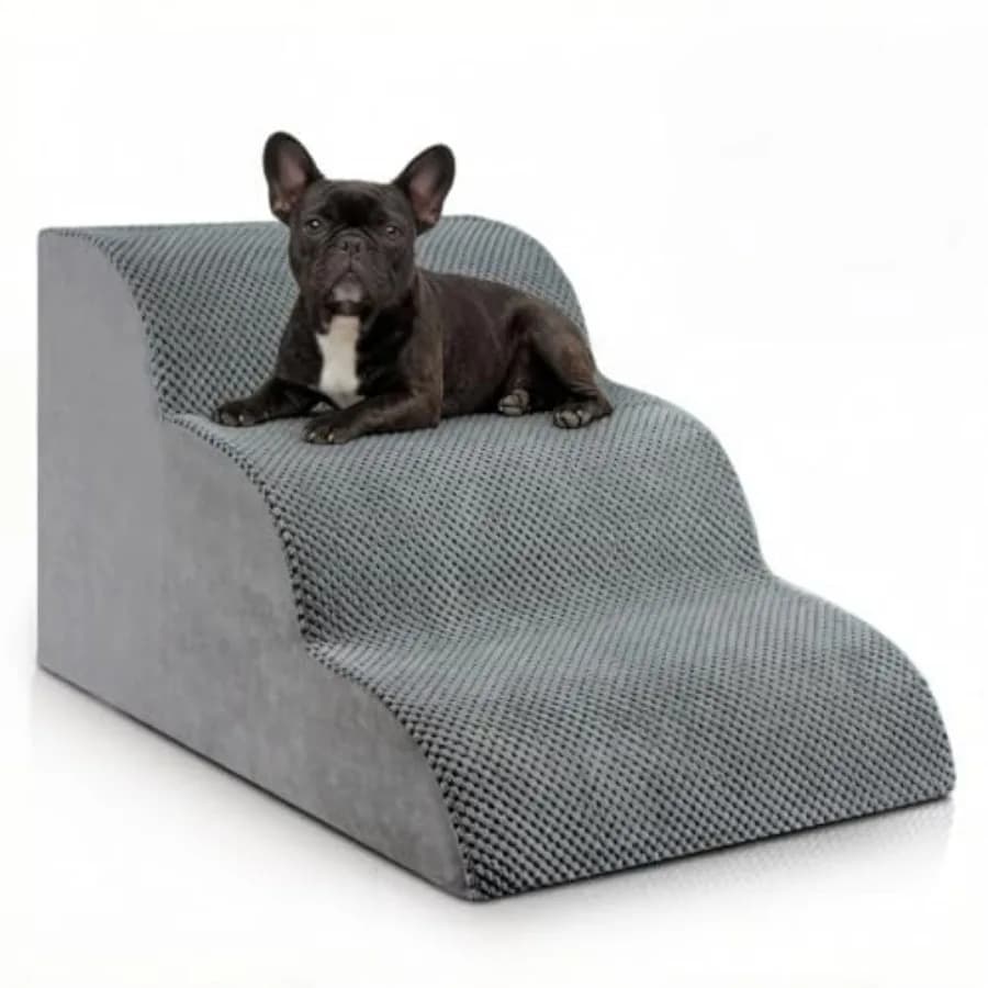 Scale per Cani di Piccola Taglia, Scala a 3 Gradini per Letti Alti e Divani, Gradini Antiscivolo Stabili per Cani e Gatti di Piccola Taglia per Interni
