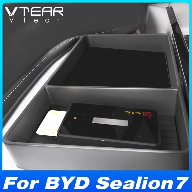 For BYD Sealion 7 2024-2026 Car Central Control Screen Rear Storage Box Tray & Tissue Holder Car Interior Product Accessories