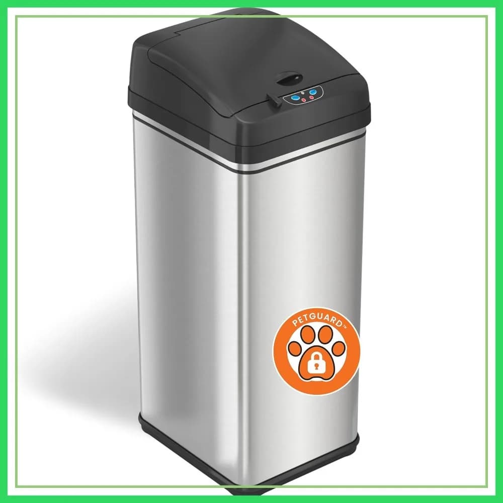 Cestino per Rifiuti con Sensore di Movimento da 13 Galloni, Acciaio Inossidabile, Filtro Anti-Odore, Cestino Sottile per Cucina, Ufficio, Camera da Letto, Garage