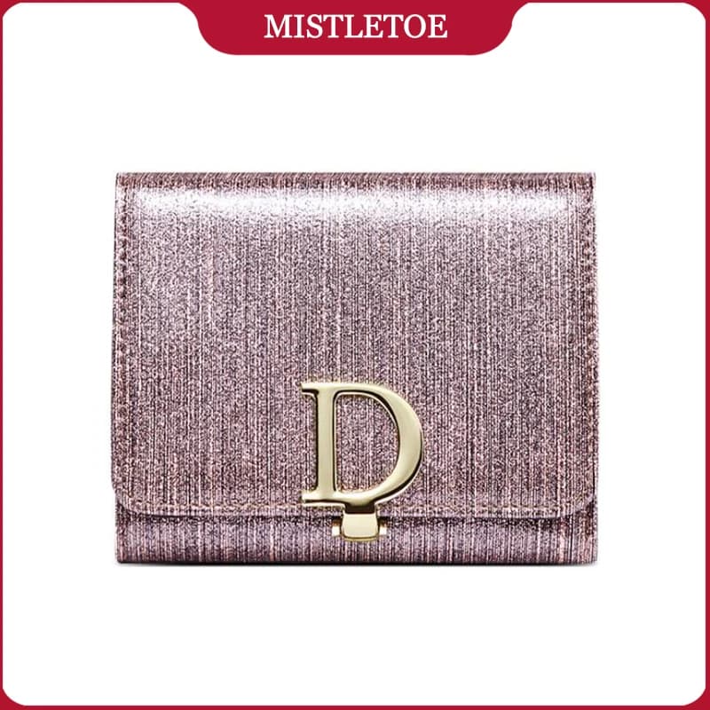 Portafoglio corto da donna in pelle di vacchetta moda brillante Porta carte anti RFID per ragazza