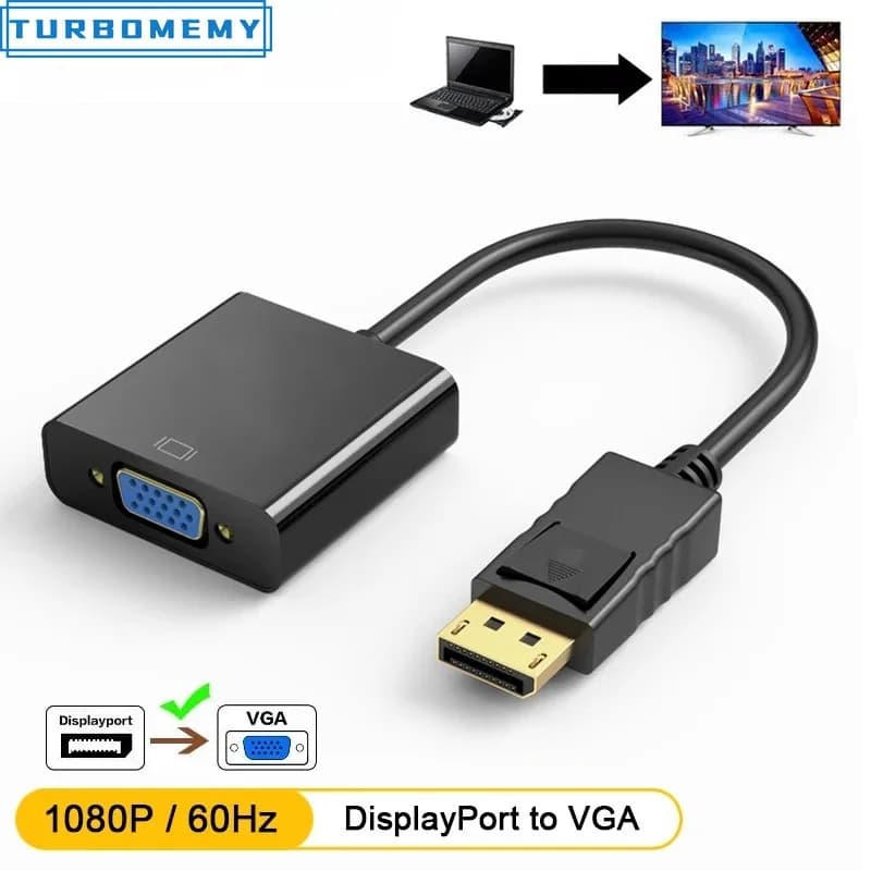 Adattatore DisplayPort a VGA HD 1080P da maschio a femmina per PC, TV, laptop, computer, proiettore, monitor, convertitore da porta display a VGA