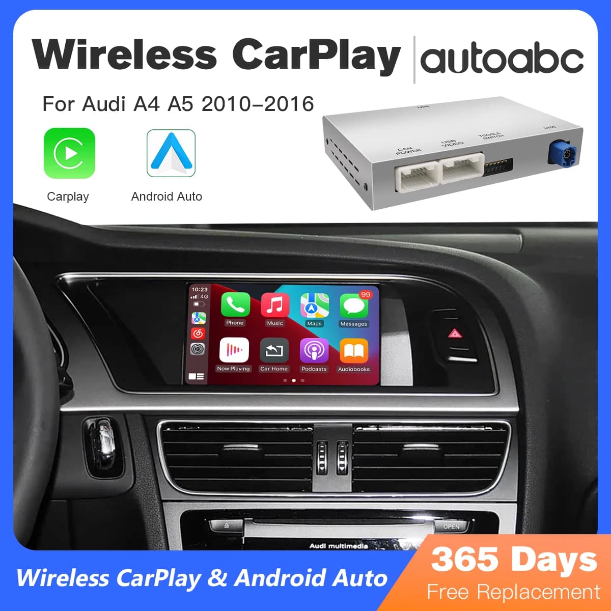 Wireless CarPlay Android Auto per Audi A4 A5 Q5 S5 B8 2008-2016 Con 3G MMI, Modello Con Mirror Link AirPlay Multimedia Frontale/Visione