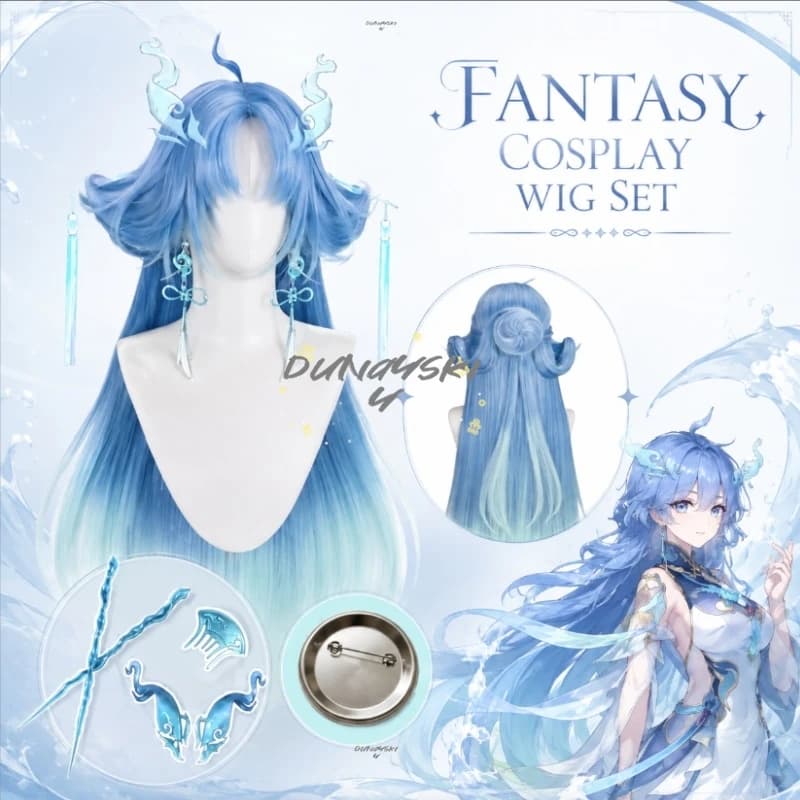 Halloween Comic Con Hair Accessory Wuthering Waves Qingxiao Role Play Wig Fixed Hair Bun With Practical Jaw Clips Headwear
