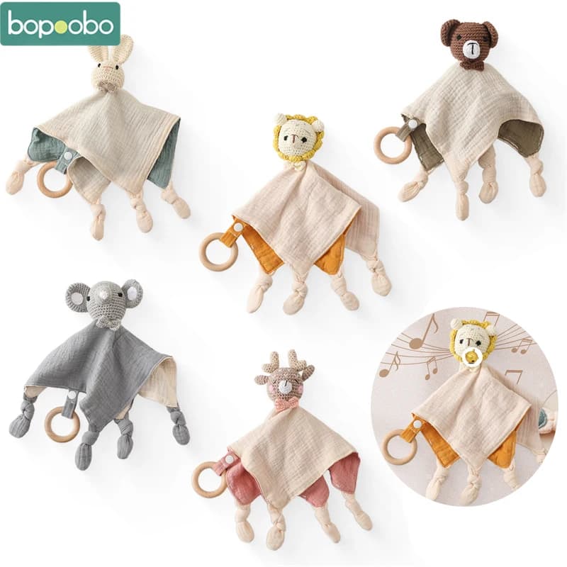 1PC Bambino Succhietto Placare Asciugamano Bavaglino Animale Elefante Bambola Dormiente Anello Massaggiagengive in Legno Infantile Comfort Dormire Accessori per Allattamento