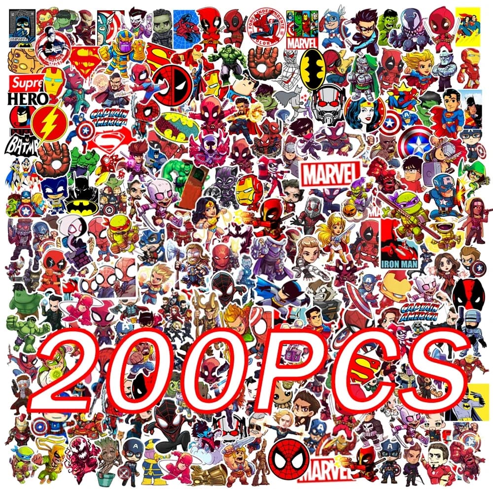 50/100/200 Pz Marvel simpatico supereroe adesivi anime Avengers notebook skateboard moto adesivi impermeabili giocattoli per bambini