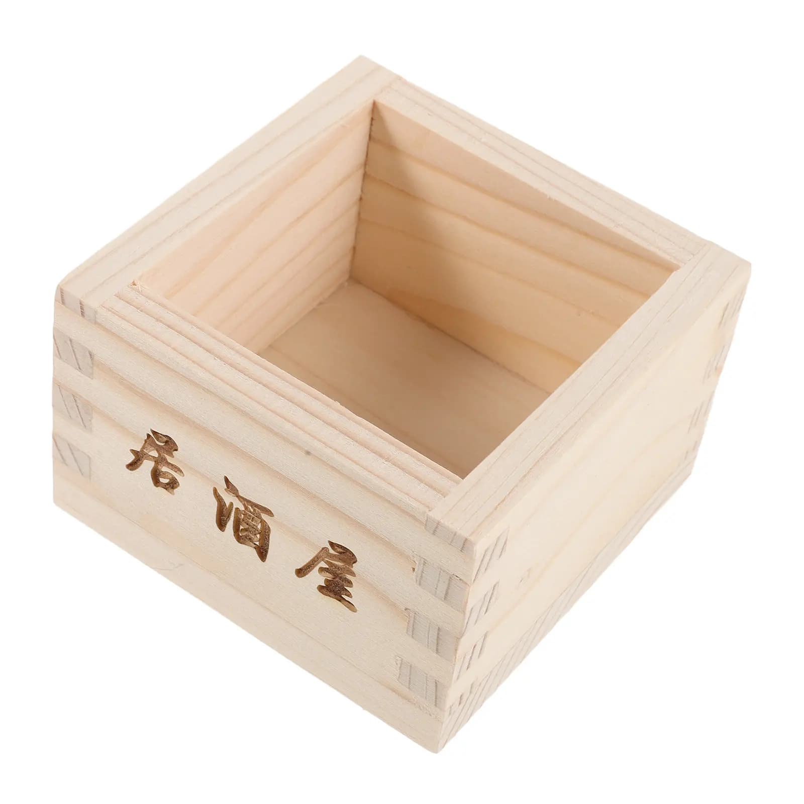 Sake Masu Wood Square Box, Japanese Tray for Sushi, Dessert and Snack Container, Posate Door, Home and Restaurant Food Container