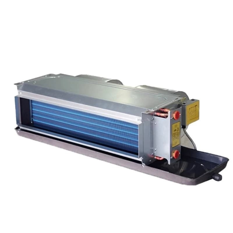 Horizontal ceiling air conditioner, panel type, with water cooling system.