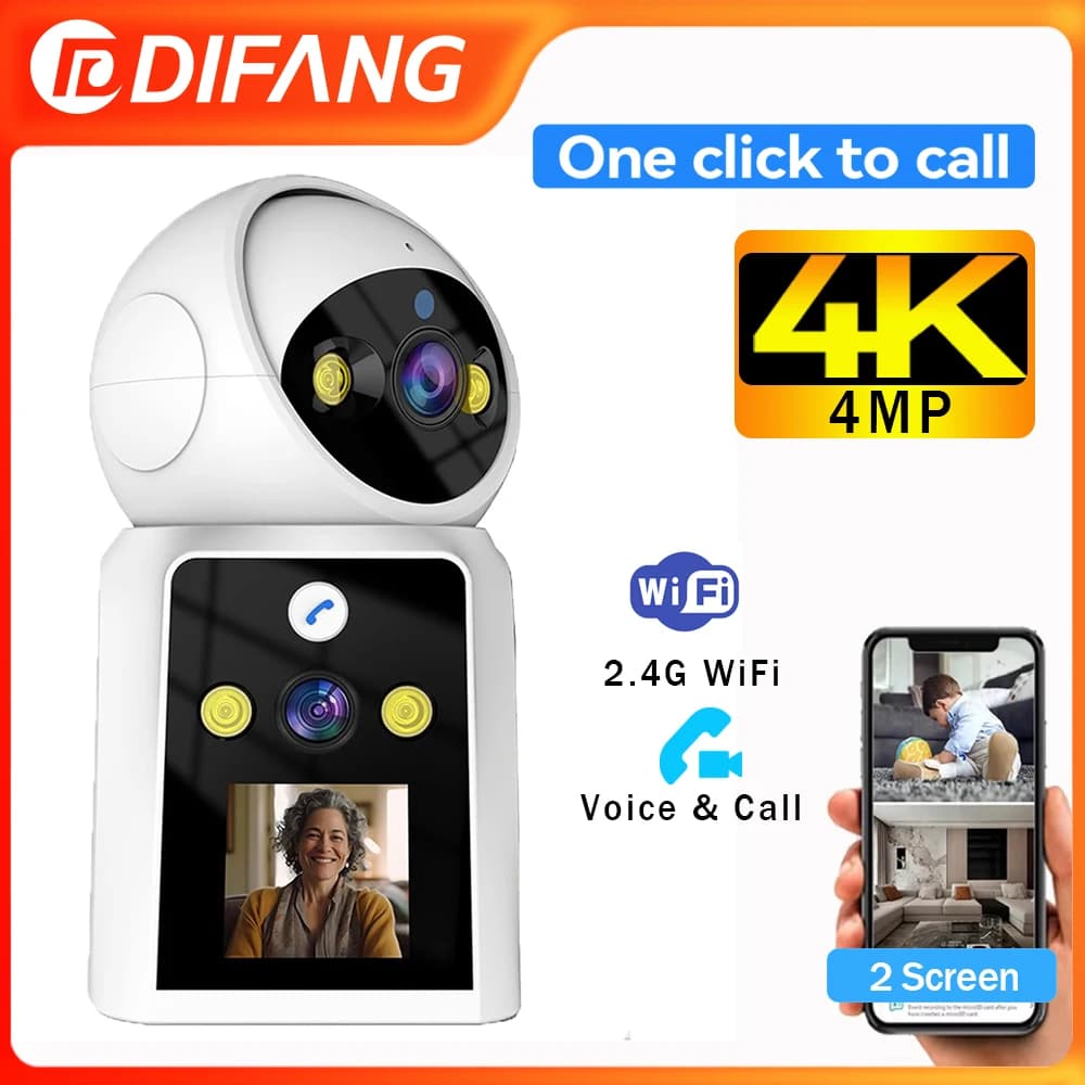 Yoosee Children Monitor with 2 Lens and Double Screen, Smart Camera for WiFi Security and Surveillance, Night Vision and Bidirectional Audio