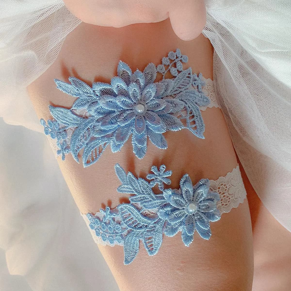 Anello di coscia di fiori di pizzo perle reggicalze di nozze anello di calza di moda Cosplay da sposa