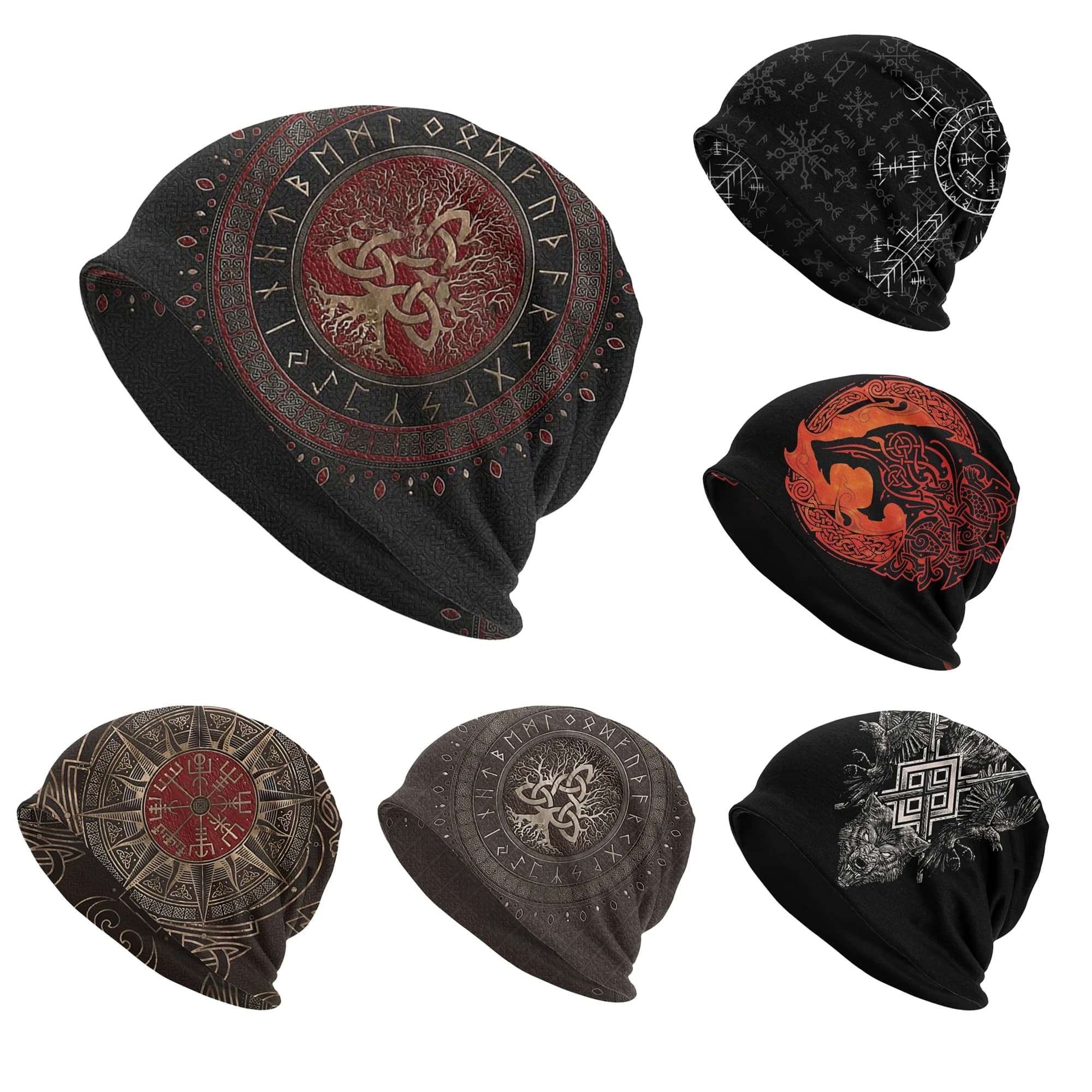 Cappelli a cuffia Cappello sottile da donna per uomo Albero con berretto Triquetra Berretti Street Skullies